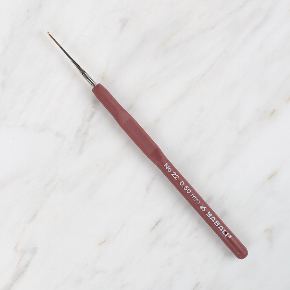 Yabalı Altın Uçlu Elastik Saplı Bordo Dantel Tığ No. 22 0.50mm